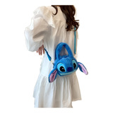 Bolsa Infantil De Pelucia Lilo Stitch Trasversal Grande Fofo Acambamento Dos Ferragens Níquel Cor Azul Correia De Ombro Azul Desenho Do Tecido Liso