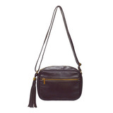 Bolsa Madamix Transversal Feminina Couro Legítimo Tiracolo Pequena Cor Marrom Café