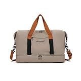 Bolsa Mala De Viagem E Academia Grande Capacidade Portátil- Leve- Transversal- Casual Unissex Para Fitness- Natação- Camping E Uso Diário -Marrom-