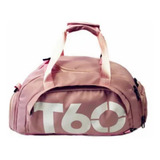 Bolsa Mala Mochila T60 Academia Bagagem Viagem Acambamento Dos Ferragens Metal Cor Rosa Desenho Do Tecido Liso