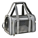 Bolsa Mala Para Transporte Pet Cães E Gatos Reforçada Avião Cor Cinza