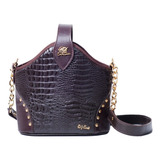 Bolsa Mateira Low Bag Croco Café Couro Legítimo Luxo