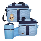 Bolsa Maternidade Cinza Com Azul Menino Chá De Bebe Grávida