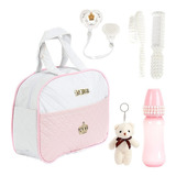 Bolsa Maternidade Enxoval 06 Itens Rosa branca Bebê Reborn
