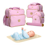 Bolsa Maternidade Luxo Rosa Kit 04 Peças Plike Baby Menina