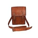 Bolsa Mensageiro De Couro Legítimo Bolsa Tiracolo Vintage Unissex Com Compartimentos Espaçosos Alças Ajustáveis Acessórios De Latão Antigo Mini De 23 Cm Marrom Small