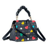 Bolsa Mini Baú Betty Boop Preto E Coração Colorido Semax