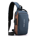 Bolsa Mochila Anti Furto Tiracolo Pochete Transversal Usb