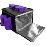 Bolsa Mochila Bag Montável Térmica Pizza Lanche Marmita 42cm Cor Preta E Roxa