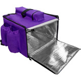 Bolsa Mochila Bag Montável Térmica Pizza Lanche Marmita 42cm Cor Roxa