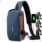 Bolsa Mochila De Ombro Anti roubo Transversal C Usb Pochete