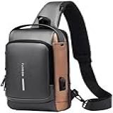 Bolsa Mochila De Ombro Anti Roubo Transversal Usb Pochete Fashion
