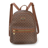 Bolsa Mochila Feminina Gash Monograma Bolso Frontal Cor Café