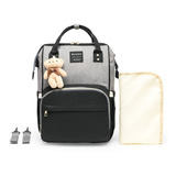 Bolsa Mochila Maternidade C Trocador Madami Funcional Linda Cor Cinza Com Preto
