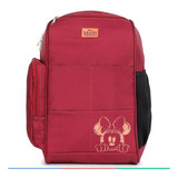 Bolsa mochila Maternidade C trocador Minnie Bordô Disney Cor Vinho