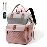 Bolsa Mochila Maternidade Impermeável Bebê Multifunção Cor Rosa Desenho Do Tecido Nuvem