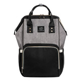 Bolsa Mochila Maternidade Land Preta Com Cinza Multifuncional Térmica Impermeável Oxford