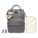 Bolsa Mochila Maternidade Madami Espaçosa Forte Com Trocador Cor Cinza escuro Desenho Do Tecido Liso