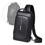 Bolsa Mochila Tiracolo Couro Transversal Bag Antifurto Usb