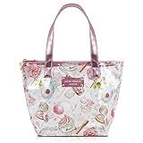 BOLSA PARA PASSEIO COM ALÇA PARA OMBRO TRANSPARENTE METALIZADA PEQUENA COM ZÍPER JACKI DESIGN ROSA