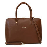 Bolsa Pasta Executiva Em Couro Via Focco 3053 Legítimo Feminina Notebook Cor Marrom