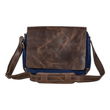 Bolsa Pasta Executiva Tiracolo Lona E Couro Bovino Notebook