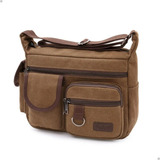 Bolsa Pasta Tiracolo Lona Reforçada Masculino Feminino Bege