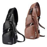 Bolsa Pochete Masculina Transversal Lorben Saída Usb Fone Cor Preto