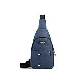 Bolsa Pochete Transversal Lona Compartimento Para Celular -Azul-