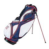 Bolsa Powerbilt TPS Dunes Com Bandeira Dos EUA- Bolsa Leve Para Taco De Golfe Com Parte Superior Divisória De 6 Vias- 5 Bolsos Com Zíper Incluindo Objetos De Valor E Bolso Térmico- Capa De Chuva- Alça