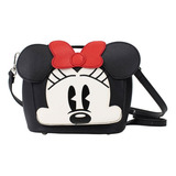 Bolsa Preta Disney Rosto Minnie Produto Licenciado 18x18 Cm Desenho Do Tecido Liso