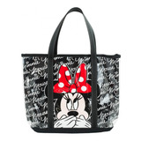 Bolsa Preto Transparente Minnie Assinatura 32x10x42cm Disney