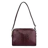 Bolsa Quadrada De Couro Croco Daiana Marsala