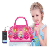 Bolsa Rosa Com Microfone Infantil Rock Show Luzes E Mp3