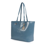 Bolsa Shopping Bag Ana Hickmann Verniz Molhado Azul Linda