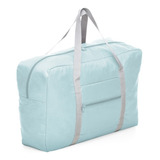 Bolsa Suporte Mala Sacola Mão Viagem Grande Trip Dobravel Cor Azul claro