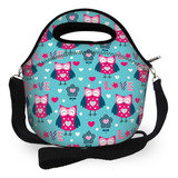 Bolsa Térmica Feminina Lancheira Neoprene Marmita Coruja