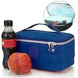 Bolsa Termica Marmita Feminina Masculina Fitness Pequena Marmiteira Lancheira Termica Infantil Adulto 2 2 Litros Para Lanches Garrafinha Camping Praia Viagem Academia Freezer Passeio Escola Azul Escuro 