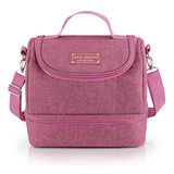 Bolsa Térmica Porta Marmita Alça De Mão Masculina Feminina Cor Rosa