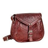 Bolsa Tiracolo De Couro Legítimo Bolsa De Ombro Vintage Em Relevo Média 29 Cm Para Mulheres Marrom Medium