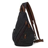 Bolsa Tiracolo De Lona Mochila Transversal Pequena De Ombro Casual Para Homens E Mulheres Tela Preta Mochilas Daypack