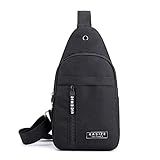 Bolsa Tiracolo Mini Masculina Ajustável Lateral Ombro Pochete Transversal Passeio Fashion -Preto-
