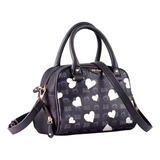 Bolsa Transversal Betty Boop Preto E Coração Branco Semax