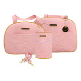 Bolsas Passeio Bebê Rn Menino Menina Porta Mamadeira E Alça Cor Pérola Rosa Bebê