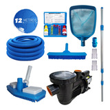 Bomba 3 4cv Kit Limpeza Piscina 12 Metros Mangueira