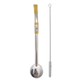 Bomba Chimarrão Rosca Aço Inox 304 Ouro 18k Pingente Desenho