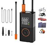 Bomba De Ar Portátil- Compressor Digital- 130 PSI- Bateria 4000mAh- Infla Pneus- Bolas- Colchões- Boias- Cabo USB-C- Carregador Veicular E Lanterna LED- Powerbank- Ideal Para Carro- Moto E Bike-
