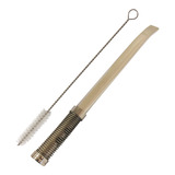 Bomba Tereré Chimarrão Aço Inox Mola Regulável 19cm Escova