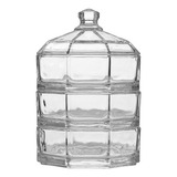 Bomboniere 3 Camadas Cristal Ecológico Sunsine Octavada 3 Andares Para Doces Cantinho Café Nuts Com Tampa