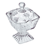 Bomboniere Cristal Glass Com Tampa E Pé 15cm Pasabache 